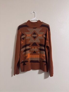 Savanna Jane Rust & Tan Aztec Turtleneck Sweater